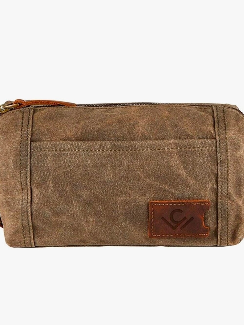 Waxed Canvas Toiletry Bag/Dopp Kit in Brown with Leather Trim